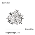 Silver branch brooch with white pearls and rhinestones, size 5cm x 5.4cm, 14.8g weight - White