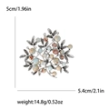Vintage style tree brooch with silver leaves and colored stones measuring 5x5.4cm - Light Blue Colorful