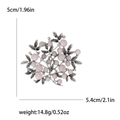 Silver tree branch brooch with pink beads and crystals, 5.4cm wide fashion accessory - Pink