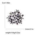 Vintage berry branch brooch with purple pearls and silver base, size 5x5.4 cm - Purple