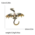 Antique bronze flying dragon enamel brooch with colorful rhinestones on dragon wings - Golden Coffee