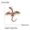 Golden dragon enamel brooch with red gems, measuring 5.6cm by 6.0cm, weight 12.4g - Gold Red