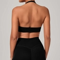 Completo sportivo nero con reggiseno a vogatore e leggings a vita alta da donna - S / Nero