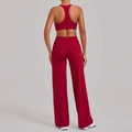Ensemble de yoga bordeaux avec brassière dos nageur et pantalon taille haute - S / Rouge rubis