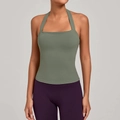Halterneck Yoga Sportweste für Damen in Olivgrün mit hoher Elastizität und Slim Fit - S / Basilikumgrün