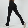 High waisted black yoga flare pants with scrunch butt lifting detail for workout - S / Bottoms / Black