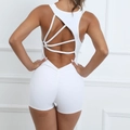 Body da yoga bianco con schiena scoperta, spalline incrociate e dettaglio arricciato - S / Bianco
