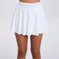White high-waisted pleated tennis skirt with breathable quick-dry sports fabric - S / White