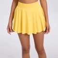 Bright yellow pleated tennis skirt for women with high waist athletic quick dry fabric - S / Yellow