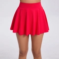Jupe de tennis plissée rouge vif à taille haute et ceinture élastique pour le sport - Rouge