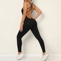 Tuta da yoga nera con incrocio sulla schiena ed effetto push-up per glutei scolpiti - S / Nero