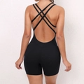 Combinaison de yoga noire dos nu pour femme avec bretelles croisées et effet push-up fessier - S / Noir