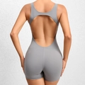 Women's grey sleeveless yoga bodysuit with racerback and high-stretch fabric - S / Dark Gray