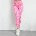 Pink leopard print high-waisted yoga leggings with elastic compression fit for fitness - S / Bottoms / Pink