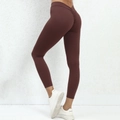 Leggings da yoga marrone scuro a vita alta con effetto scrunch butt per donna - S / caffè