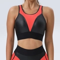 Oranje en zwarte yogaset met mesh sport-beha en legging met hoge tailleband - S / Fluorescerend Oranje Sportbeha
