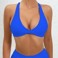 Bright blue cross knot yoga sports bra and high waist fitness set for women - Sapphire Blue