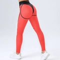 Dames yoga legging met honingraatstructuur in helderrood met zwarte accenten - S / Fluorescerend Oranje Leggings