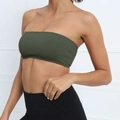 Army green strapless yoga tube top in high-elasticity fabric with a slim fit - Army Green