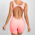 Pink backless yoga bodysuit for women with athletic slim fit and high stretch fabric - S / Wild Peach