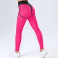 Leggings de yoga push-up rose et noir avec texture nid d'abeille et taille haute - S / Leggings Rose Fluorescent
