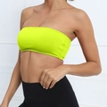 Neon green strapless yoga tube top in ribbed knit fabric for women sport fitness - Neon Yellow
