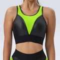 Women yoga set in black and neon green with mesh panels and push-up sports leggings - S / Tops / Neon Green