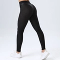 Slim fit black yoga leggings with honeycomb texture and heart-shaped booty lifting design - S / Bottoms / Black
