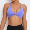 Sujetador deportivo lila para yoga con diseño de nudo frontal y tirantes anchos - S / Azul y Púrpura
