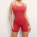 Tuta da yoga rossa schiena scoperta con spalline sottili e design modellante sportivo - Rosso