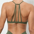 Soutien-gorge de sport yoga vert olive avec dos croisé à quatre fines bretelles - L / Vert Militaire