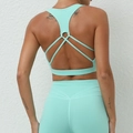 Set da yoga verde menta con reggiseno sportivo incrociato e leggings a vita alta - S / Verde Menta