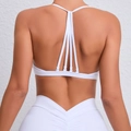 Reggiseno sportivo bianco con spalline multiple e leggings yoga a vita alta coordinati - S / Bianco