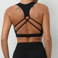 Set sportivo nero con reggiseno incrociato e leggings per yoga e fitness attivo - S / Nero