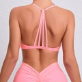 Ensemble de yoga rose vif avec brassière dos en Y et legging gainant taille haute - S / Pêche Sauvage