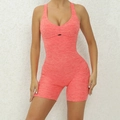Tuta da yoga incrociata sulla schiena con dettaglio cut-out in tessuto arancio corallo - S / Arancione corallo