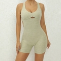 Tuta da yoga da donna verde chiaro mélange con schiena scoperta e dettaglio cut-out - Verde Grigastro