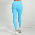 Mallas de yoga azul claro de talle alto con costura en V y tejido de secado rápido - S / Azul Llama