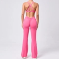 Damen Yoga-Set in Rosenrot mit Cross-Back Sport-BH und Bootcut Push-up Leggings - L / Rosenrot