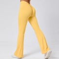 Damen Yoga Schlaghose mit hoher Taille und Push-Up Effekt in hellem Mangogelb - Gelb