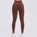Dunkelbraune High-Waist Yoga-Leggings für Damen mit elastischem Push-Up-Effekt - Kaffeebraun