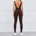 Tuta da yoga marrone schiena scoperta con effetto scrunch butt lifting da donna - Caffè