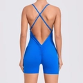 Combinaison de sport bleu roi dos nu avec effet froncé et bretelles croisées - Bleu saphir