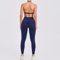 Σετ γιόγκα μπλε navy με κολάν scrunch butt ψηλόμεσο και αθλητικό σουτιέν με ανοιχτή πλάτη - S / Ναυτικό μπλε