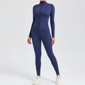 Body da yoga blu scuro a maniche lunghe con cerniera per allenamento fitness ad alta intensità - S / Blu navy