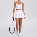 Ensemble de sport blanc pour femme avec brassière licou et jupe plissée pour le tennis - S / Blanc