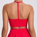 Reggiseno sportivo rosso con spalline regolabili a T e tessuto in nylon elasticizzato - S / Rosso