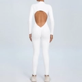 Combinaison de yoga blanche à manches longues dos nu avec effet fessier galbé - Blanc