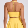 Women's two-piece bright yellow sports yoga set with adjustable straps and racerback design - Yellow