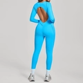 Tuta da yoga blu a maniche lunghe con schiena scoperta slim fit per sport - S / Blu Fiamma